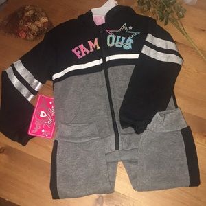 Baby Girls Hooded Jacket/Matching Pants Set